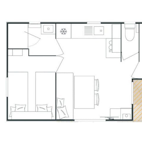 MOBILHOME 5 personnes - Mh Evasion+ 5P 2CH BB 23m² Dim