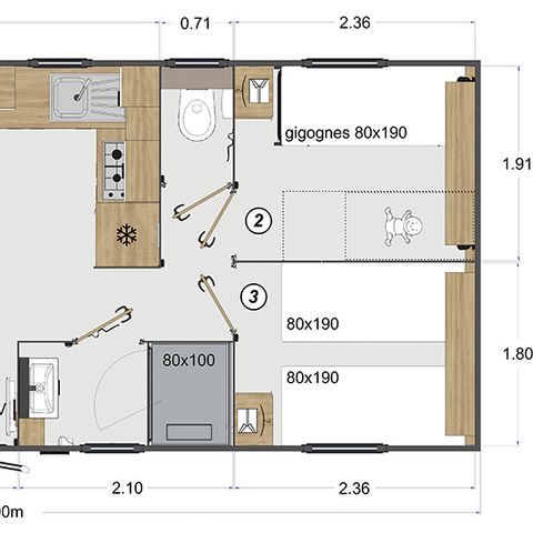 Mobile home 6 persons - Premium 3bed 6 pers with air conditioning