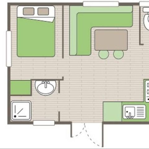 Mobilheim 6 Personen - Mobilheim | Comfort | 3 Zi. | 6 Pers. | Erhöhte Terrasse | Clim.