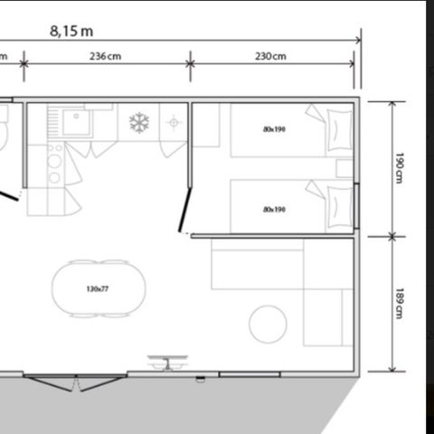 Mobile home 4 persons - Hortensia - 2 bedrooms + semi-covered terrace