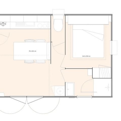 BUNGALOW 4 personnes - Mobil-home Lilas - 2 chambres + terrasse semi-couverte