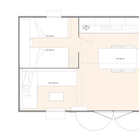 Mobile home 4 persons - Lilas mobile home – 2 bedrooms + semi-covered terrace