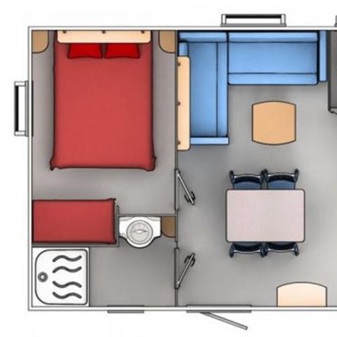 Mobilheim 6 personen - 2 Schlafzimmer - TV + Klima