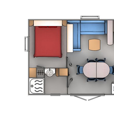 Stacaravan 6 personen - 3 slaapkamers - TV + Airconditioning
