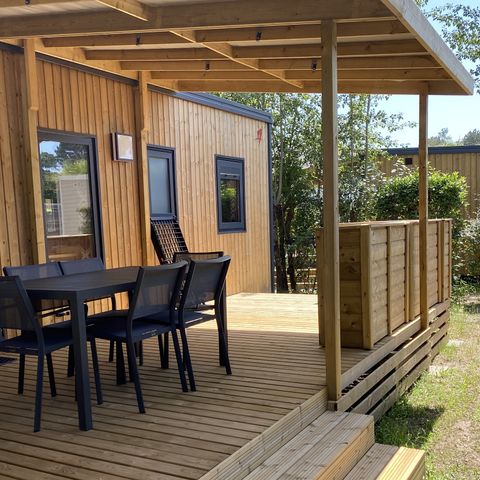 Mobilheim 6 personen - Premium | 3 Schlafz. | 6 Pers. | Erhöhte Terrasse | Klimaanlage | TV