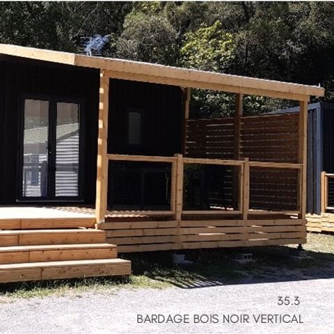MOBILHOME 6 personas - HomeFlower Premium 35m² - 3 habitaciones + Terraza semicubierta + TV + LV 7 pers