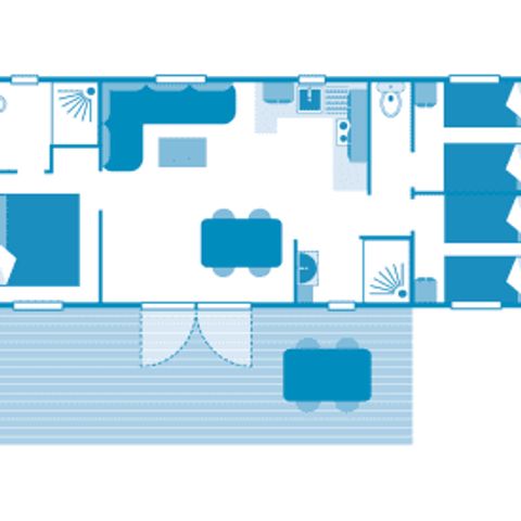 Stacaravan 6 personen - Huisje 6p 3ch 2SdB ****