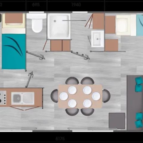 Mobilheim 6 personen - Confort + 3 Zimmer 6 Personen