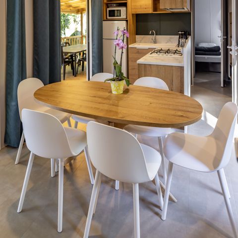 Stacaravan 6 personen - Stacaravan Premium Evasion 45m² (3 kamers) + 2 badkamers + LV + Terras 15.5m² 6 pers