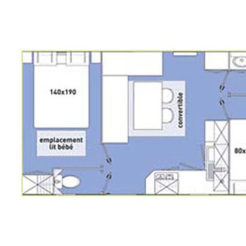 Mobilhome 4/6 personnes - STANDARD - 2 chambres - 28m² Terrasse Couverte