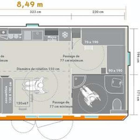 Mobilheim 6 Personen - PMR-Komfort