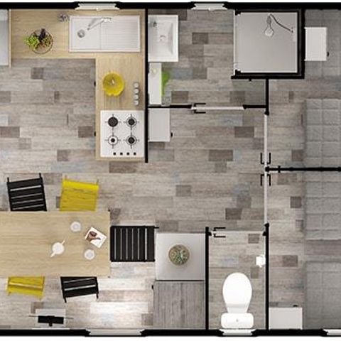 Stacaravan 8 personen - Hoog comfort 3 slaapkamers/2 badkamers