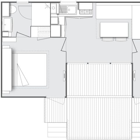 CASA MOBILE 6 persone - Casa mobile CONFORT 2 camere + 2 bagni 28 m² Terrazza coperta 4/6 pers.