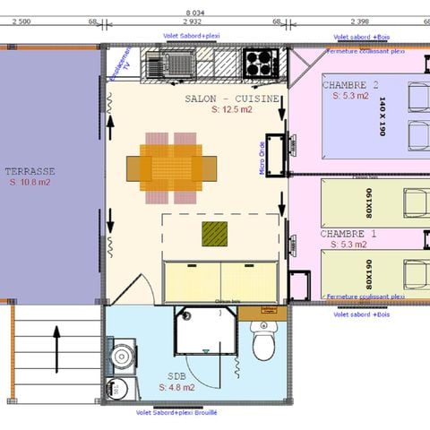 Lodge 4/6 personnes - Cabane Cosy Flower - CONFORT - 2 chambres - 27m² - Terrasse Couverte