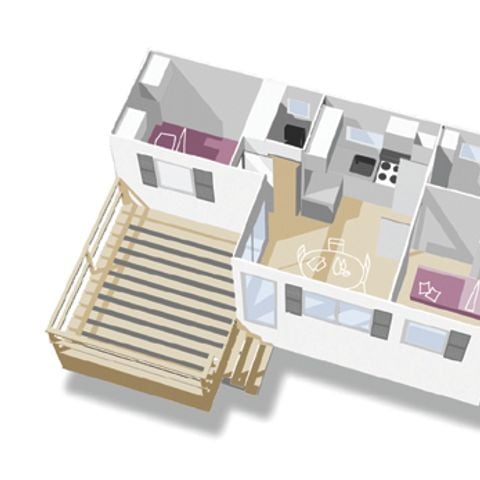 Mobilheim 4 Personen - CONFORT 2 Schlafzimmer