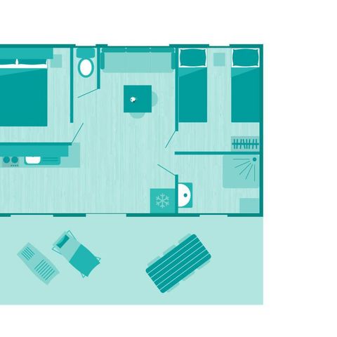 MOBILE HOME 4 people - Mobile-home | Comfort | 2 Bedrooms | 4 Pers. | Raised terrace | TV