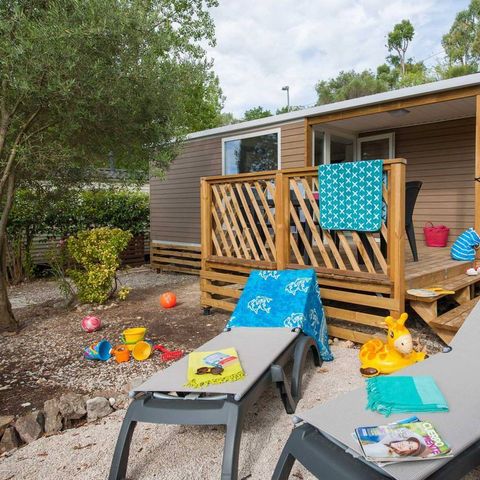 Stacaravan 6 personen - Comfort | 2 Slaapkamers | 4/6 Pers | Verhoogd terras | Airconditioning | TV