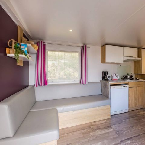 Mobilheim 4 personen - Comfort | 2 Zi. | 4 Pers. | Erhöhte Terrasse | 2 Bäder | Klimaanlage | TV