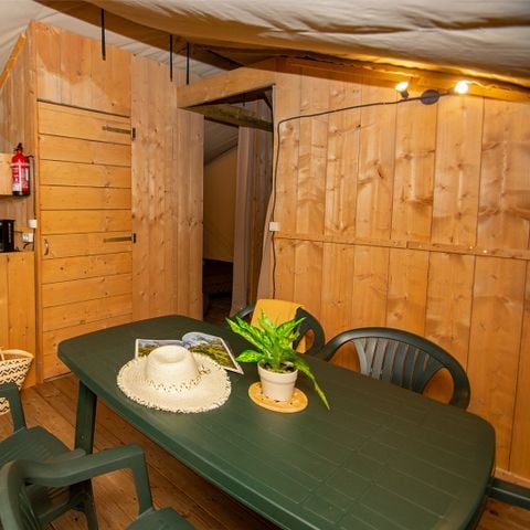 TENTE TOILE ET BOIS 5 personnes - Tente lodge premium avec sanitaires 5 personnes