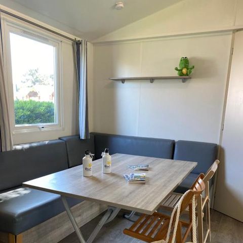 Stacaravan 6 personen - Premium 32m² 3 kamers + halfoverdekt terras + airconditioning (strandzijde)