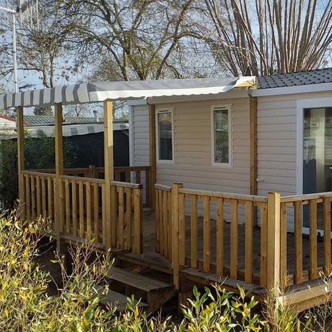 MOBILHOME 6 personas - Premium 32m² 3 dormitorios + terraza semicubierta + aire acondicionado (lado playa)