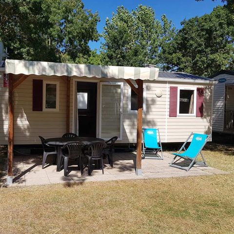 Mobilheim 6 Personen - Standard 3 Zimmer + Terrasse (Strandseite)