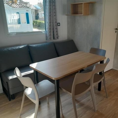 Stacaravan 6 personen - Stacaravan Premium 32m² 3 slaapkamers + half overdekt terras + Bedlinnenpakket+LV+handdoeken+LV+handdoeken (strandzijde)