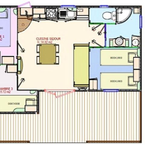 Mobilhome 6 personas - Authentic Trio Cottage 4 Habitaciones 6 Personas