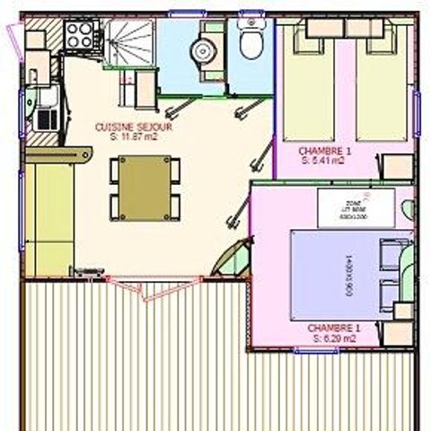 Mobilhome 4 personas - Authentic Duo Cottage 3 Habitaciones 4 Personas