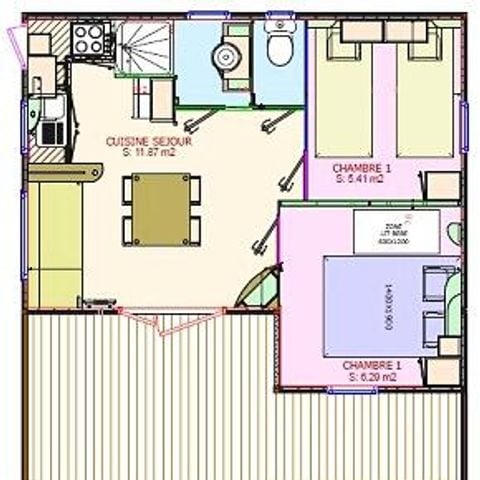 Mobilhome 4 personnes - Cottage Duo Authentique 3 Pièces 4 Personnes