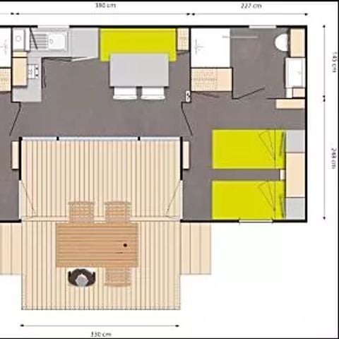 Mobilheim 5 personen - Lagunenblau Modernes 3-Zimmer-Duo