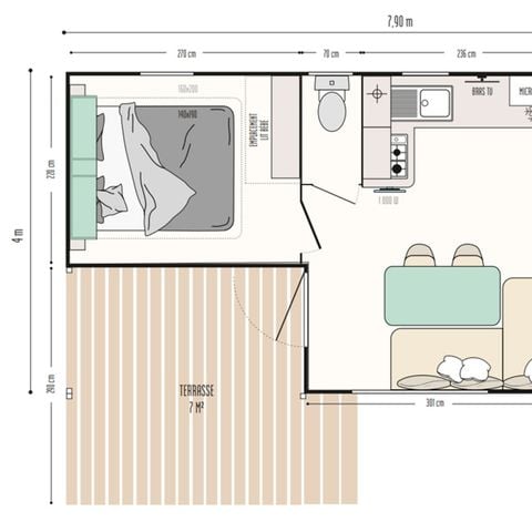 MOBILHOME 6 personnes - CONFORT 2 chambres climatisé