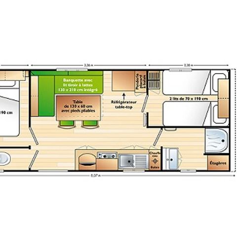 Stacaravan 6 personen - FAMILIE + ECO