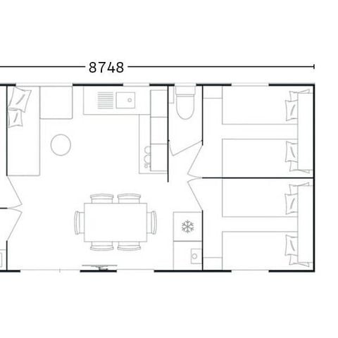 BUNGALOW 6 personnes - Mobil-home | Premium | 3 Ch. | 6 Pers. | Terrasse Lounge | Clim.