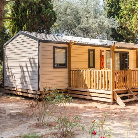 Mobilheim 8 personen - Premium | 4 Zi. | 8 Pers. | Terrasse Lounge | 2 Bäder | Klimaanlage | TV