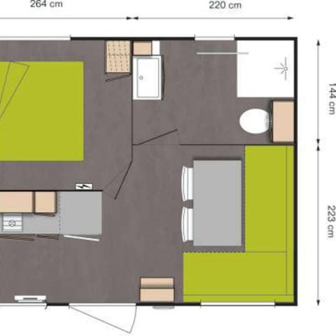 Mobile home 2 persons - Eco 1 bedroom