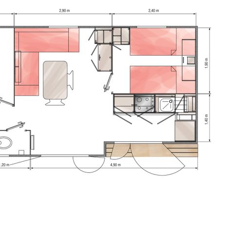 CASA MOBILE 6 persone - Casa mobile EXOTIC 30m² - 2 camere da letto TV + aria condizionata