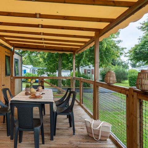 MOBILHOME 6 personas - PRESTA+ 40m² Niños - 3 dormitorios 2 baños TV + aire acondicionado