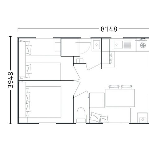 Casa mobile 4 persone - Casa mobile CONFORT T 23m² - 2 camere da letto