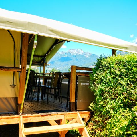 Tente en toile et en bois 5 personnes - LODGE SAFARI Sans sanitaires