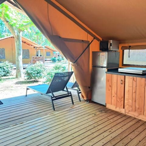 Safaritent 5 personen - Eco Lodge | 2 Slaapkamers | 4/5 Pers. | Single terras