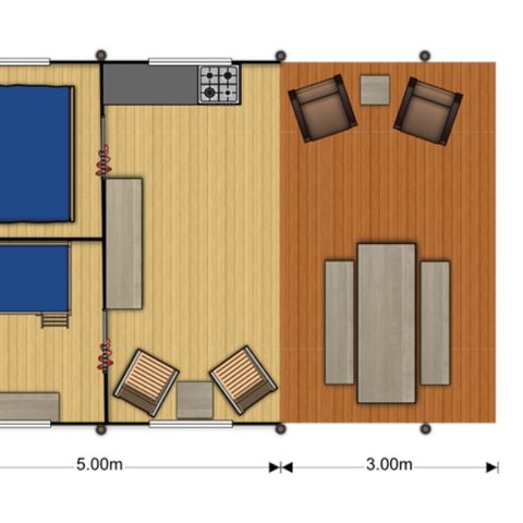 Tente en toile et en bois 5 personnes - Safari