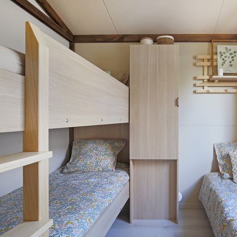 CHALET 5 persone - NUOVO : Chalet Premium 37m² con terrazza coperta di 12m², 2 camere da letto, aria condizionata, Tv, lavastoviglie