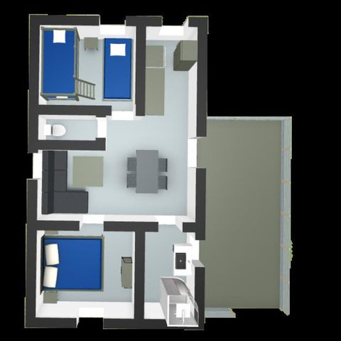 Mobile home 4 persons - Homeflower Premium 29 m² (4p-2ch) Air conditioning, Tv, dishwasher, XXL terrace