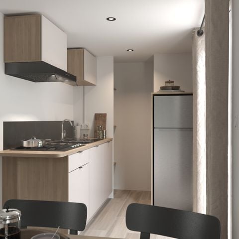 MOBILHOME 4 personas - Mobil-home PREMIUM 4p (33m²) , 2 dormitorios, aire acondicionado, TV, lavavajillas, terraza, cama Queen Size