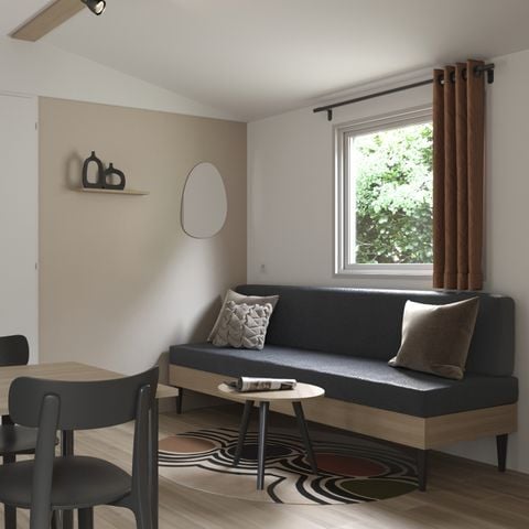 MOBILHOME 4 personas - Mobil-home PREMIUM 4p (33m²) , 2 dormitorios, aire acondicionado, TV, lavavajillas, terraza, cama Queen Size