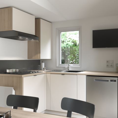 MOBILHOME 2 personas - Mobile-home PREMIUM 2p (20m²) , 1 dormitorio, aire acondicionado, TV, Terraza, cama de matrimonio