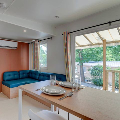 Stacaravan 6 personen - Premium | 3 slaapkamers | 6 pers. | Terras Lounge | Airconditioning