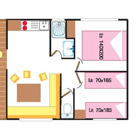 MOBILE HOME 4 people - Classic XL | 2 Bedrooms | 4 Pers. | Single terrace | TV