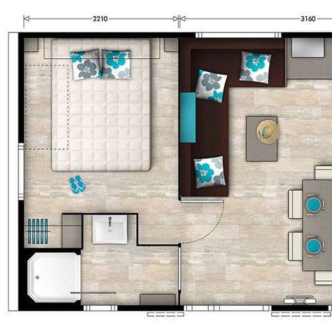 BUNGALOW 6 personnes - Comfort | 3 Ch. | 6 Pers. | Terrasse surélevée | Clim. | TV